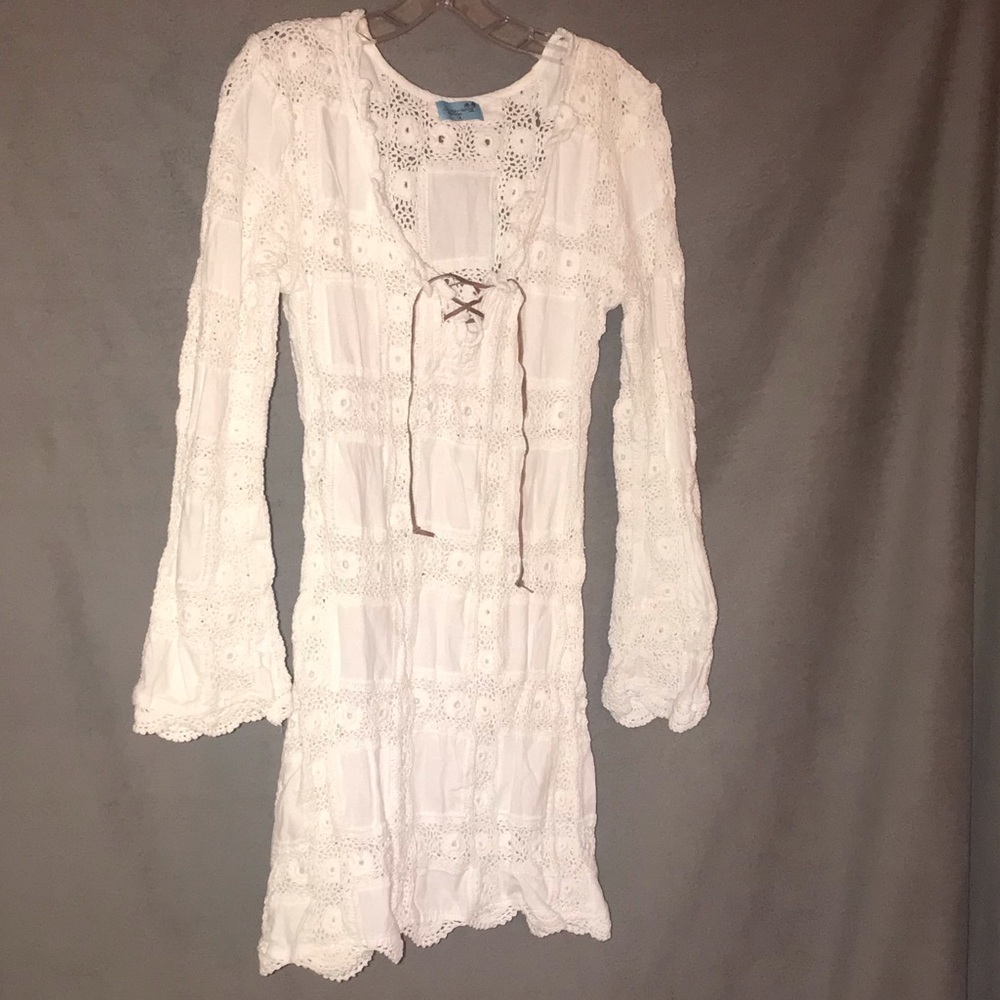 ⭐️Crochet dress with leather tie detail (M)